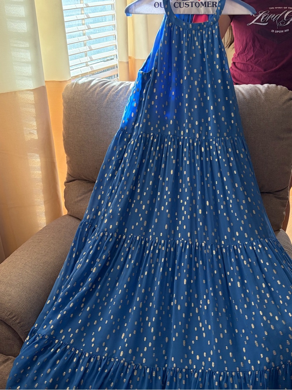 Lilly Pulitzer Beccalyn Blue Maxi Dress metallic clip dress